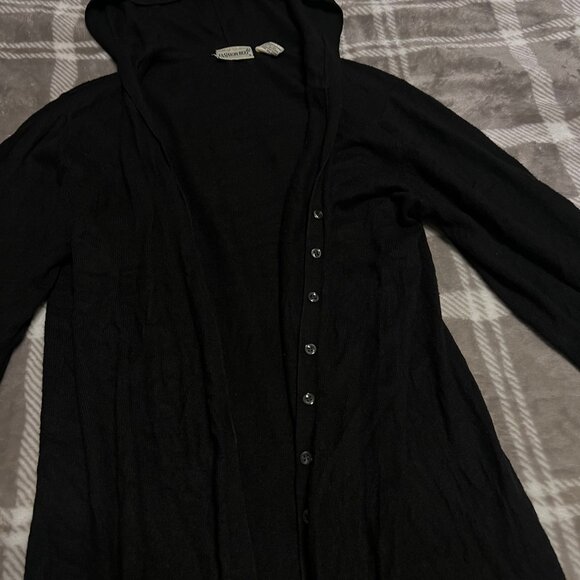 Black Hooded Duster Cardigan – Cozy & Versatile ✨ - Picture 2 of 3